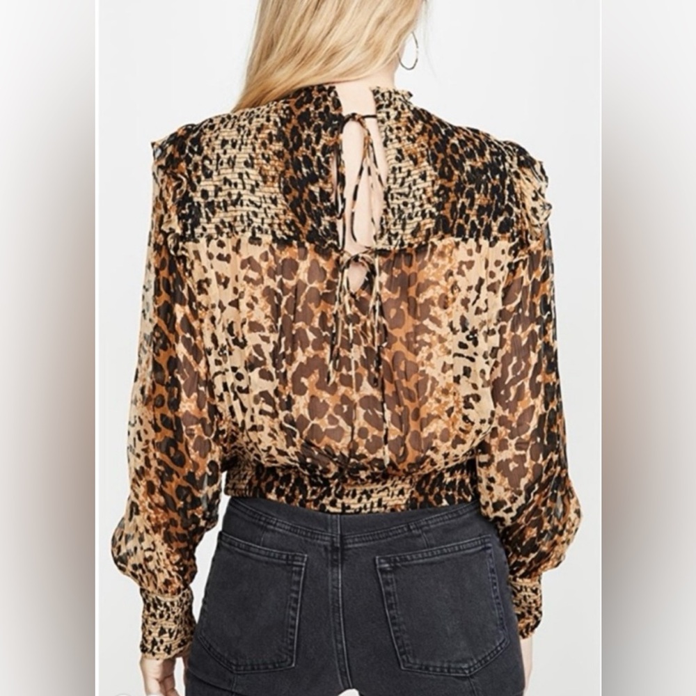 Free People l Roma Black and Gold Leopard Print Blouse - Picture 3 of 8